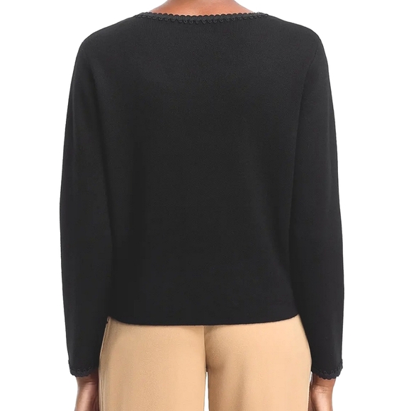 Sioni Black Faux Double Breasted Gold Button Front Short Jacket Evening Glam MD - Picture 7 of 14